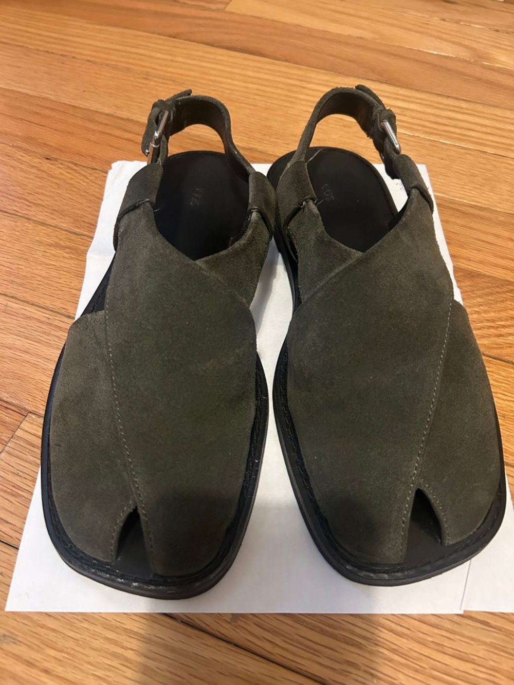 COS Suede Olive Green Slingback Sandals